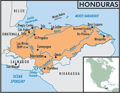 Mapa Hondurasu /Encyklopedia Internautica