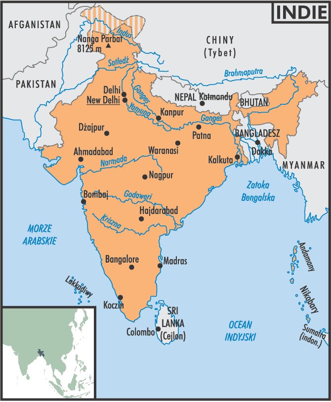 Mapa Indii /Encyklopedia Internautica
