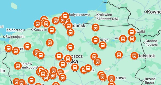 Mapa inwestycji z KPO. Transport publiczny /kpo.gov.pl /