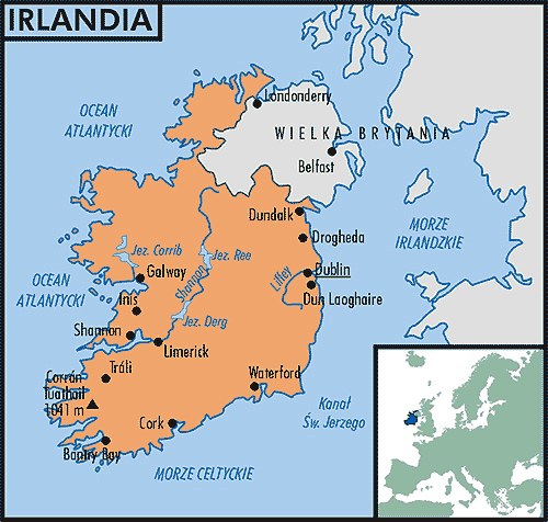Mapa Irlandii /Encyklopedia Internautica
