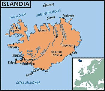 Mapa Islandii /Encyklopedia Internautica