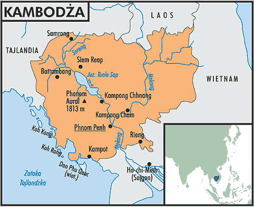 Mapa Kambodży /Encyklopedia Internautica