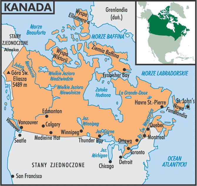 Mapa Kanady /Encyklopedia Internautica