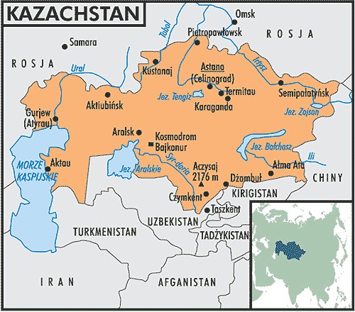 Mapa Kazachstanu /Encyklopedia Internautica