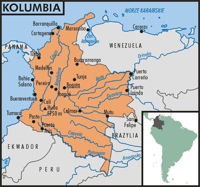 Mapa Kolumbii /Encyklopedia Internautica