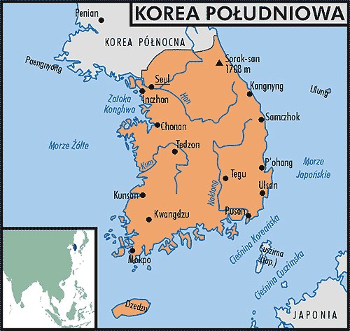 Mapa Korei Południowej /Encyklopedia Internautica