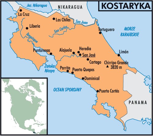 Mapa Kostaryki /Encyklopedia Internautica