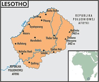 Mapa Lesotho /Encyklopedia Internautica