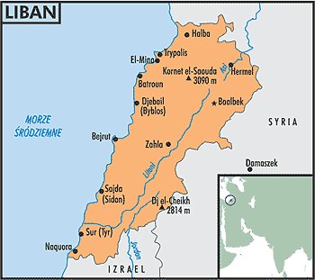 Mapa Libanu /Encyklopedia Internautica