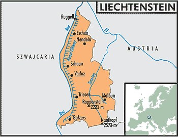 Mapa Liechtenstainu /Encyklopedia Internautica