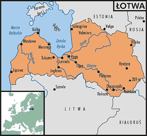 Mapa Łotwy /Encyklopedia Internautica