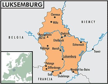 Mapa Luksemburga /Encyklopedia Internautica