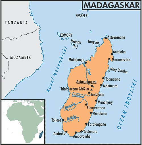 Mapa madagaskaru /Encyklopedia Internautica
