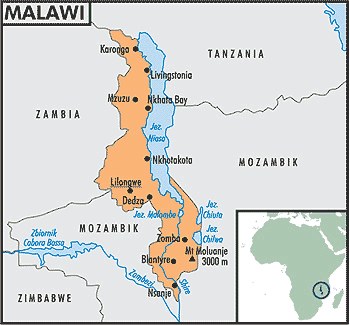 Mapa Malawi /Encyklopedia Internautica