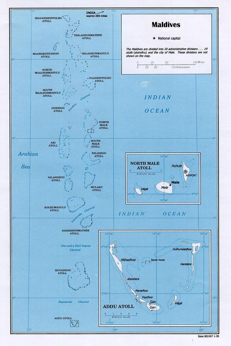 Mapa Malediwów /Domena publiczna /Wikimedia