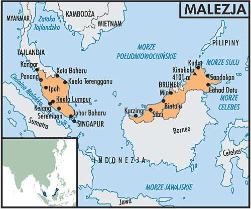 Mapa Malezji /Encyklopedia Internautica