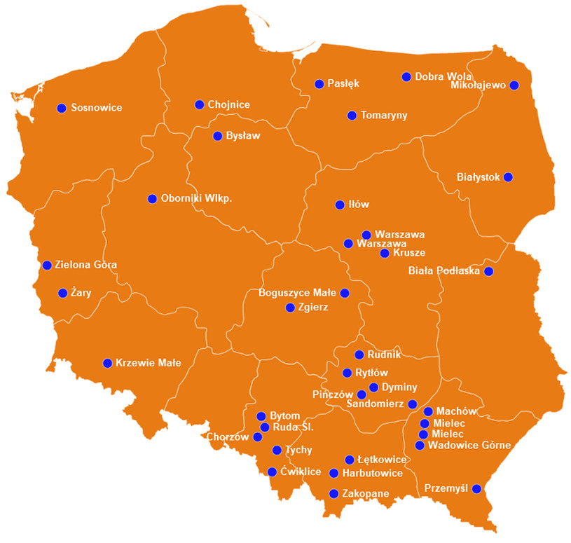 Mapa miejsc, w których pomagamy /materiały prasowe