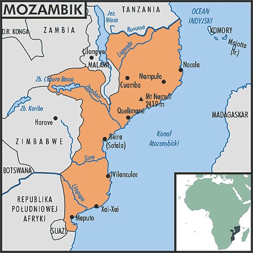 Mapa Mozambiku /Encyklopedia Internautica