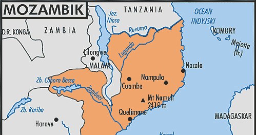 Mapa Mozambiku /Encyklopedia Internautica