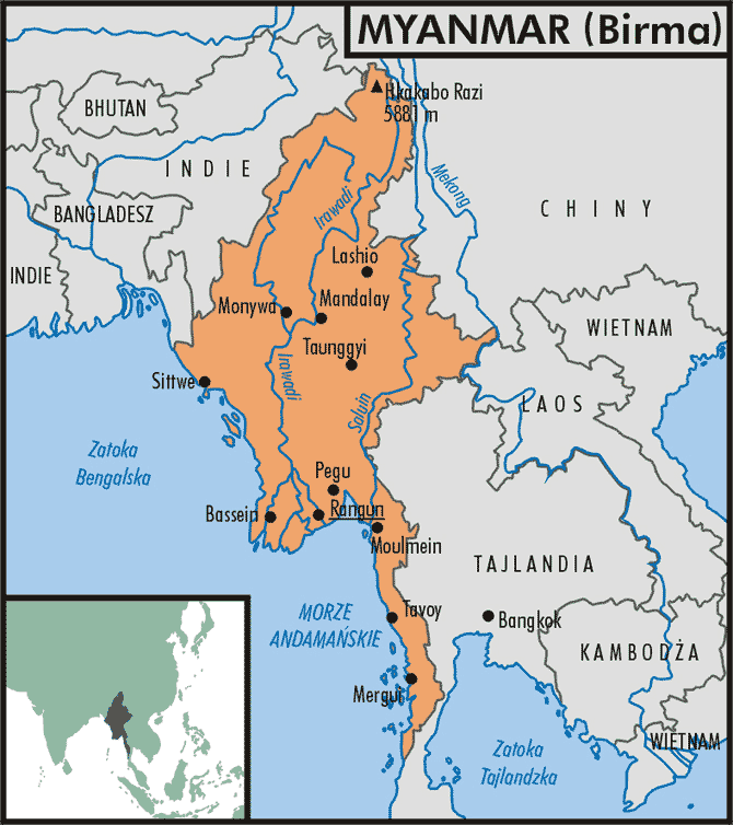 birma mapa MYANMAR   Encyklopedia w INTERIA.PL