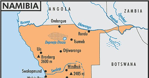 Mapa Namibii /Encyklopedia Internautica