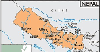 Mapa Nepalu /Encyklopedia Internautica