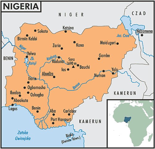 Mapa Nigeriii /Encyklopedia Internautica