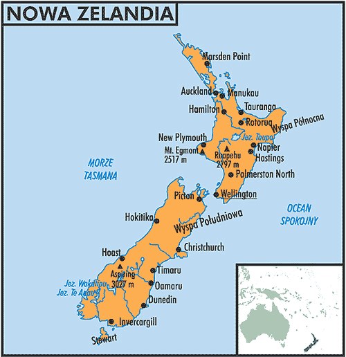 Mapa Nowej Zelandii /Encyklopedia Internautica