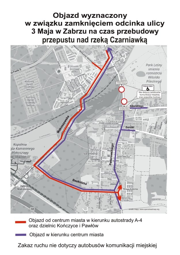 Mapa objazdów /