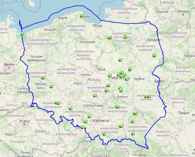 Mapa odcinkowych pomiarów prędkości w Polsce / CANARD /