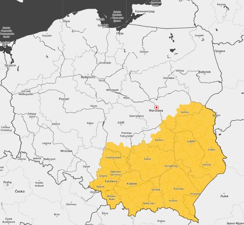 Mapa ostrzeżeń /IMGW /