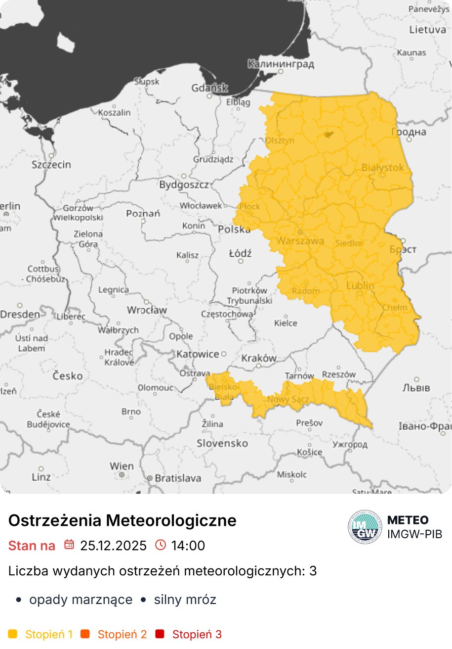 Mapa ostrzeżeń /IMGW /