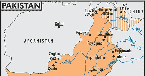 Mapa Pakistanu /Encyklopedia Internautica