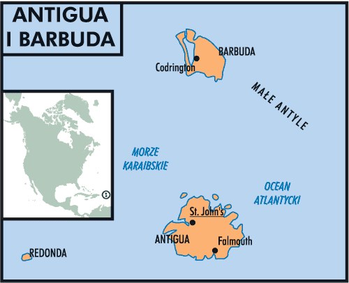 Mapa państwa Antigua i Barbuda /Encyklopedia Internautica