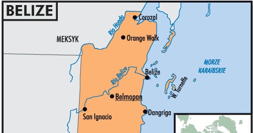 Mapa państwa Belize /Encyklopedia Internautica