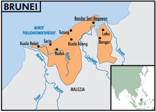 Mapa państwa Brunei /Encyklopedia Internautica