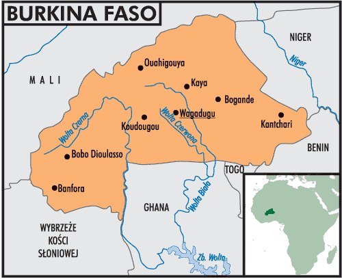 Mapa państwa Burkina Faso /Encyklopedia Internautica