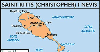 Mapa państwa Saint Kitts i Nevis /Encyklopedia Internautica