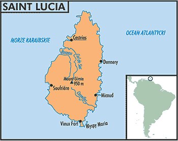 Mapa państwa Saint Lucia /Encyklopedia Internautica