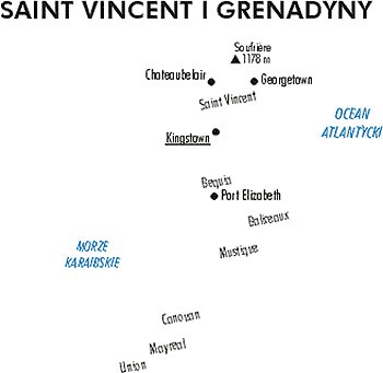 Mapa państwa Saint Vincent i Grenadyny /Encyklopedia Internautica