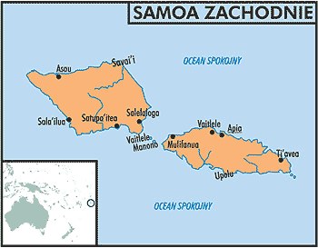 Mapa państwa Samoa Zachodnie /Encyklopedia Internautica