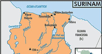 Mapa państwa Surinam /Encyklopedia Internautica