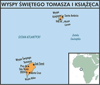 Mapa państwa Świętego Tomasza i Książęca Wyspy /Encyklopedia Internautica