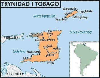 Mapa państwa Trynidad i Tobago /Encyklopedia Internautica