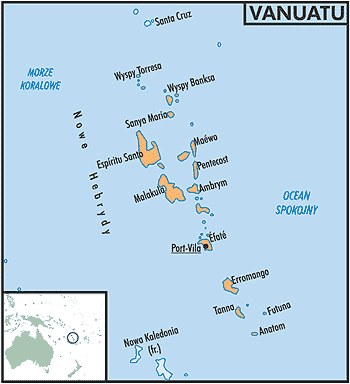 Mapa państwa Vanatu /Encyklopedia Internautica