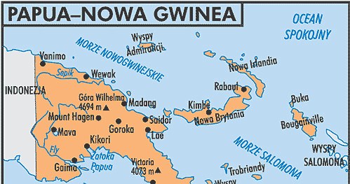 Mapa Papui-Nowej Gwinei /Encyklopedia Internautica