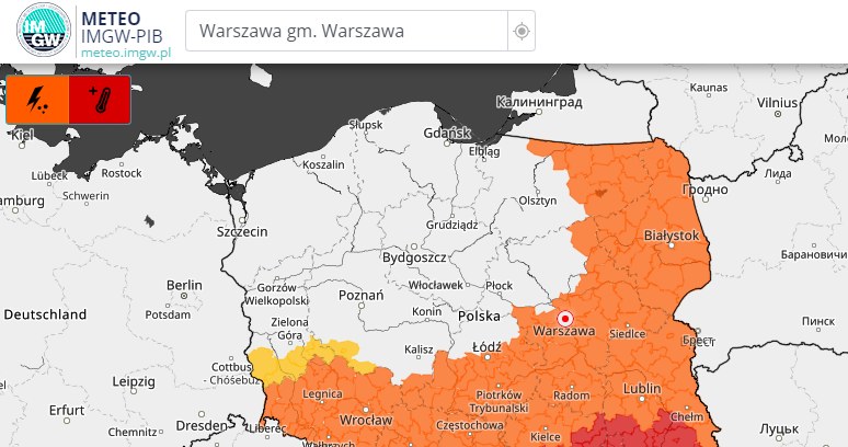 Mapa pogodowa, alerty IMGW (29.06.2022, godz. 6:50) /IMGW /