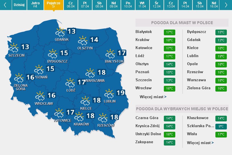 Mapa pogodowa- środa /Interia.pl /INTERIA.PL