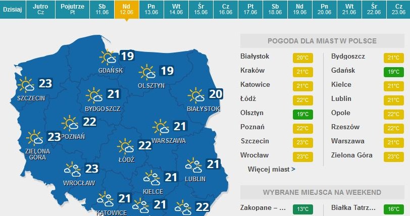 Mapa pogodowa /INTERIA.PL