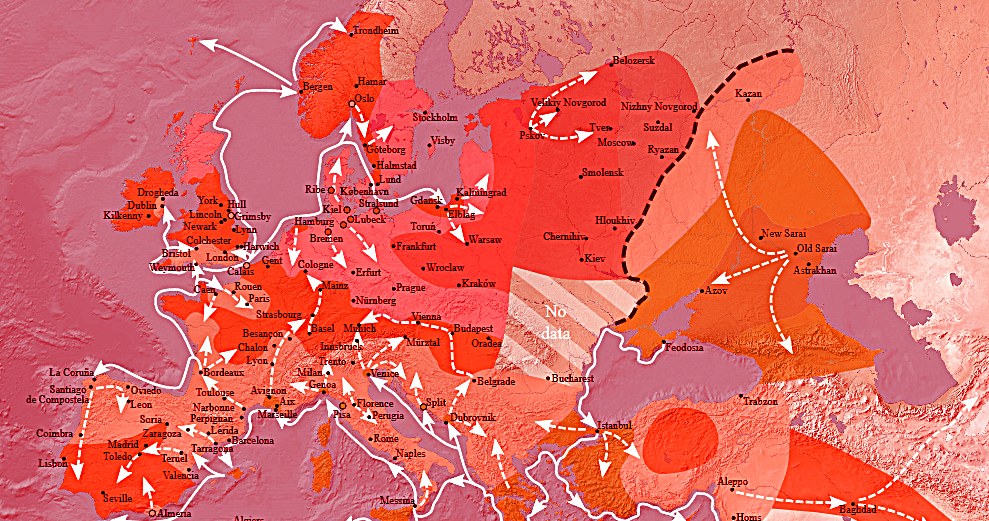 Mapa pokazująca rozwój choroby na terenie Europy /domena publiczna